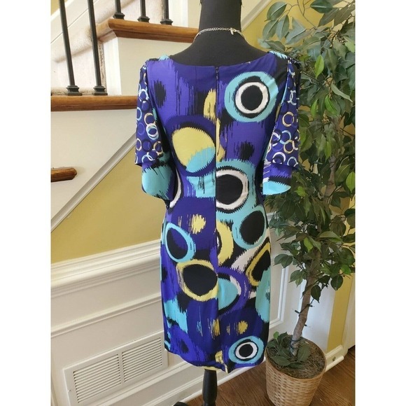 Sangria Size 4 Faux Wrap Dress Flair Sleeves - Picture 8 of 12